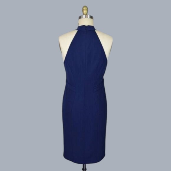 ZAC POSEN ALIX NAVY BLUE HALTER SHEATH DRESS - Picture 5 of 9